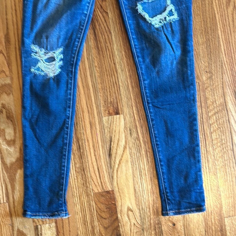 American Eagle Outfitters Women's Distressed Blue Jeans Skinny Jeggings 6 - Picture 3 of 9
